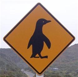 Le panneau du pinguin en Nouvelle-Zélande