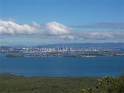 Le sommet de Rangitoto vu sur Auckland
