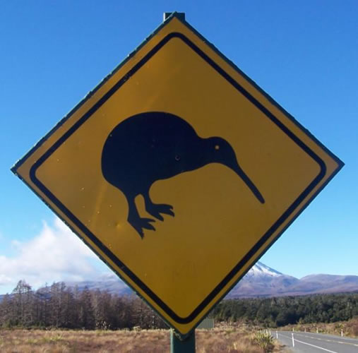 Le panneau du Kiwi en Nouvelle-Zélande