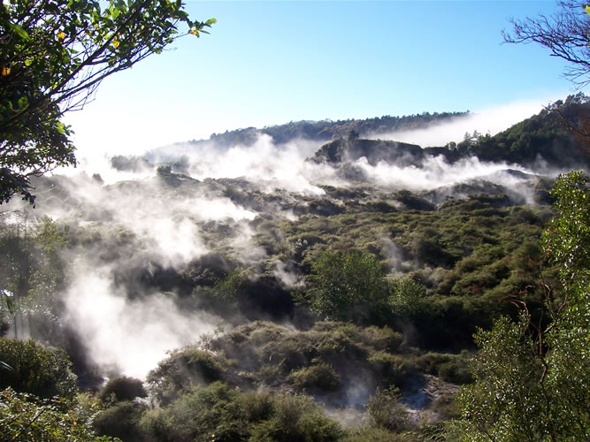 La colline fumante à Rotorua