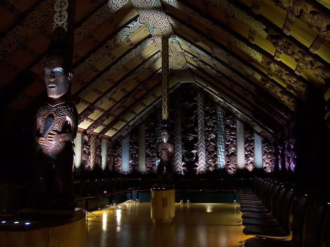 Photo d'une maison traditionnelle maori