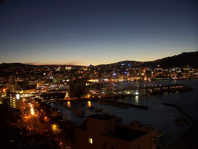 La ville de wellington la nuit en nouvelle-zélande